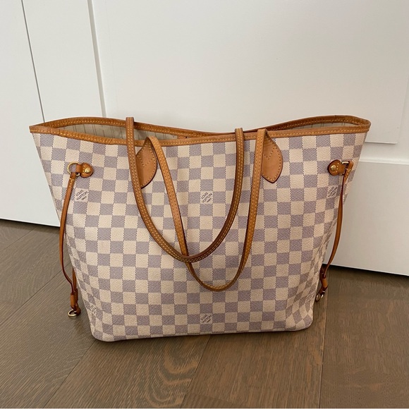 Louis Vuitton NEVERFULL MM Shoulder Bag, Damier Azur Print - Picture 9 of 16